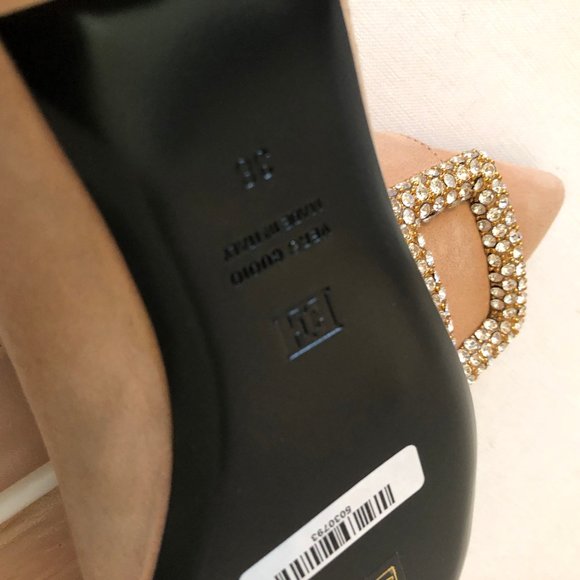 Escada Iconic Swarovski Crystals Beige Suede Pump - Picture 6 of 12